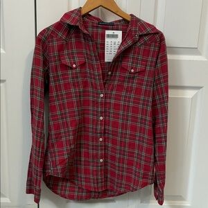 BNWT Brandy Melville Red Plaid Button-Up Shirt